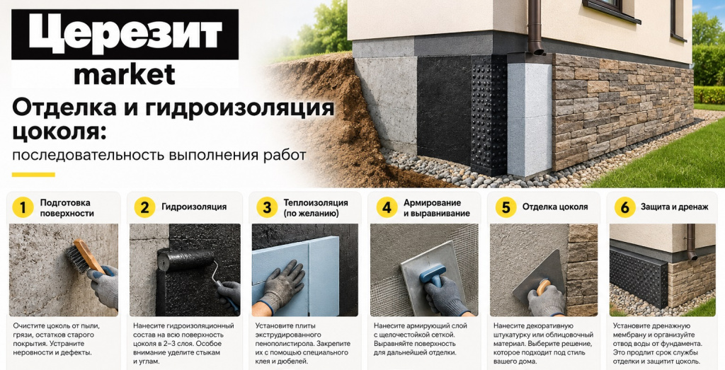 Церезит маркет отделка и гидроизоляция цоколя